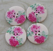 Floral Wood Buttons L112B 1.15